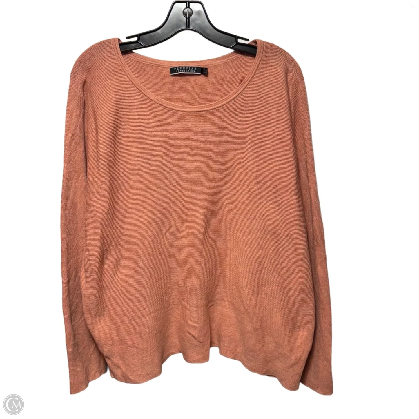 Pima Cotton Sweater By Peruvian Connection In Peach, Size: Xl