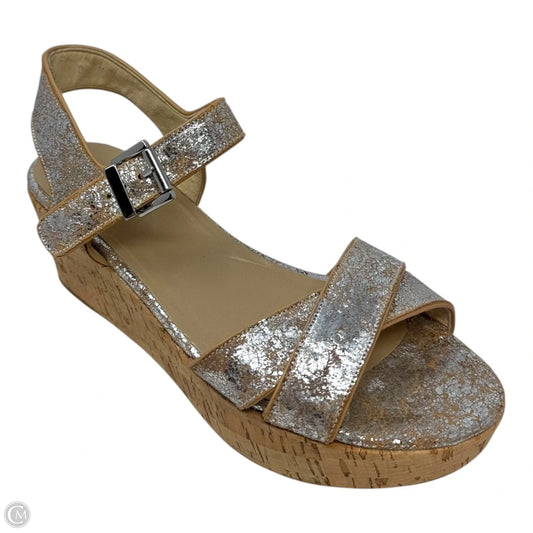 Cork Platform Shoes Designer By Stuart Weitzman In Silver, Size: 8