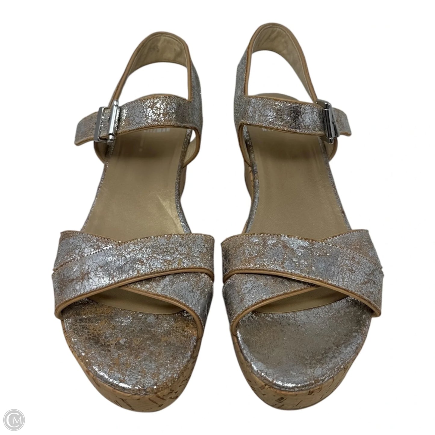 Cork Platform Shoes Designer By Stuart Weitzman In Silver, Size: 8