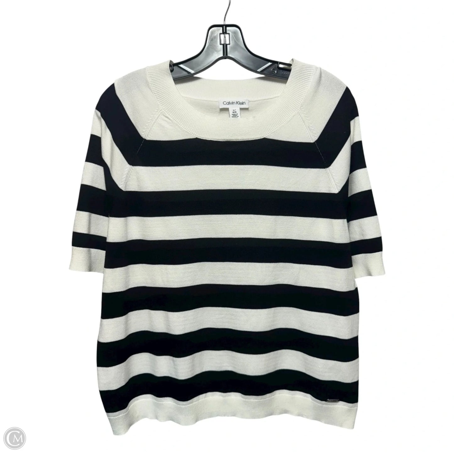 Sweater By Calvin Klein In Striped Pattern, Size: L