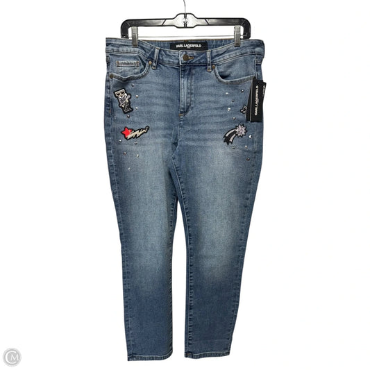 Patch Jeans Designer By Karl Lagerfeld In Blue Denim, Size: 14p