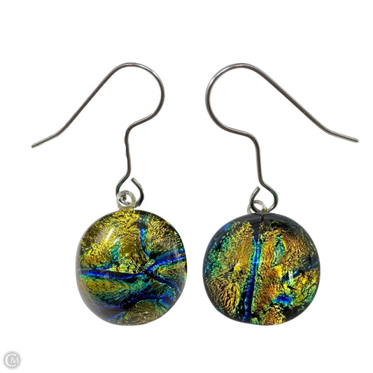 Fused Dichroic Art Glass Dangle Drop Earrings