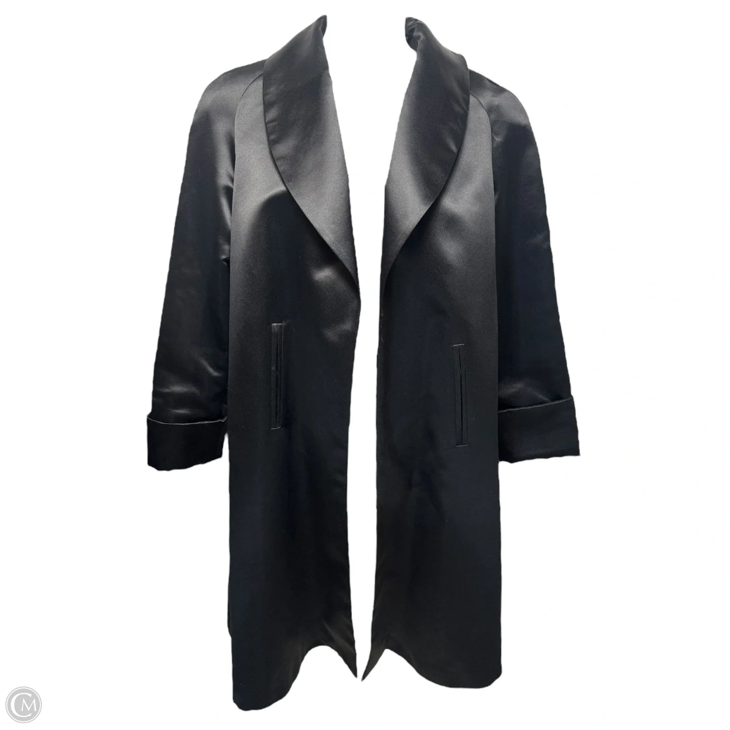 Vintage Satin Evening Coat By JS Signature In Black, Size: L