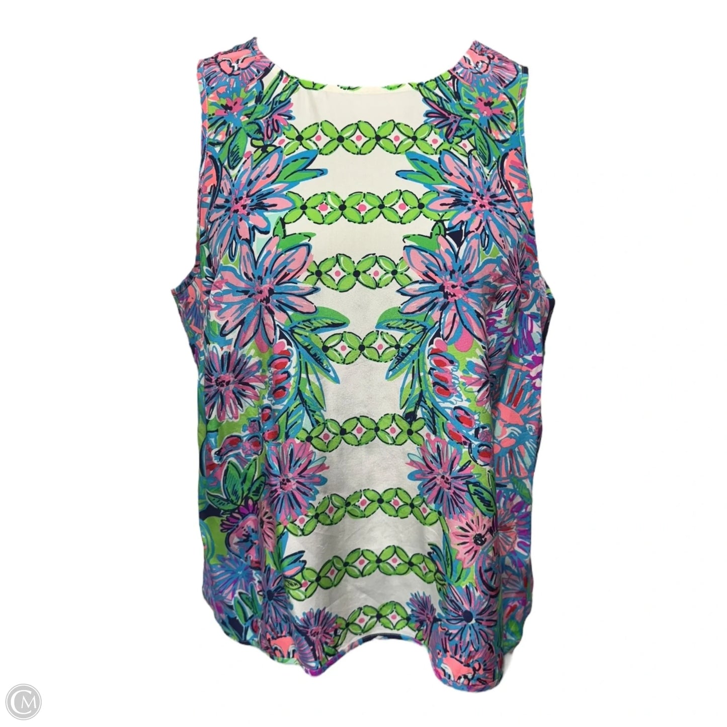 Iona Sleeveless Silk Top Designer By Lilly Pulitzer In Crossed Lions Engineered, Size: L