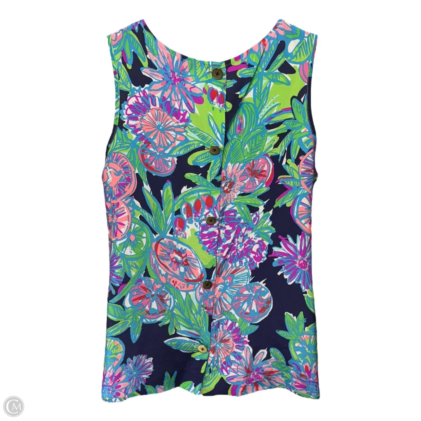 Iona Sleeveless Silk Top Designer By Lilly Pulitzer In Crossed Lions Engineered, Size: L