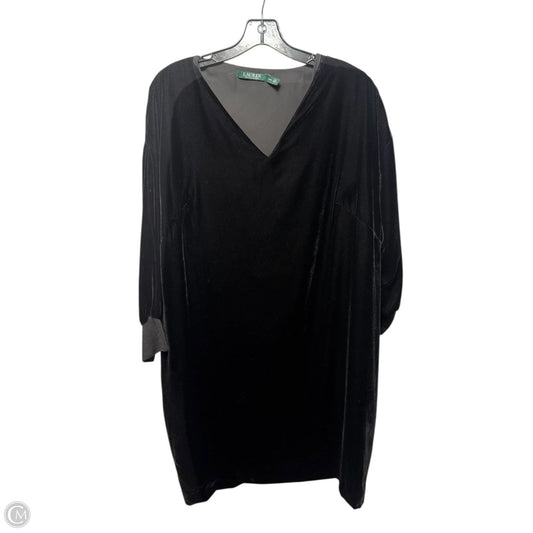 Velvet Dress Party Short By Lauren By Ralph Lauren In Black, Size: 14