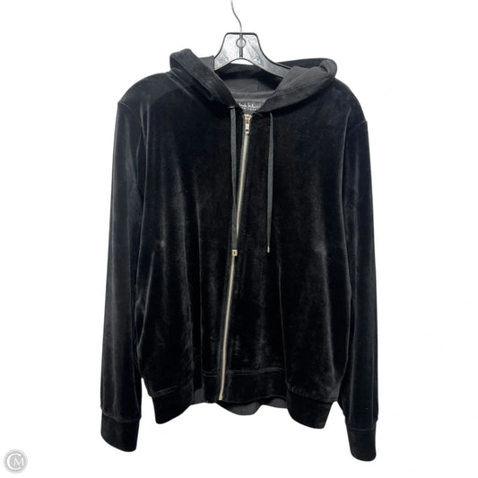 Velvet Sweatshirt Hoodie By Nicole Miller In Black, Size: Xl