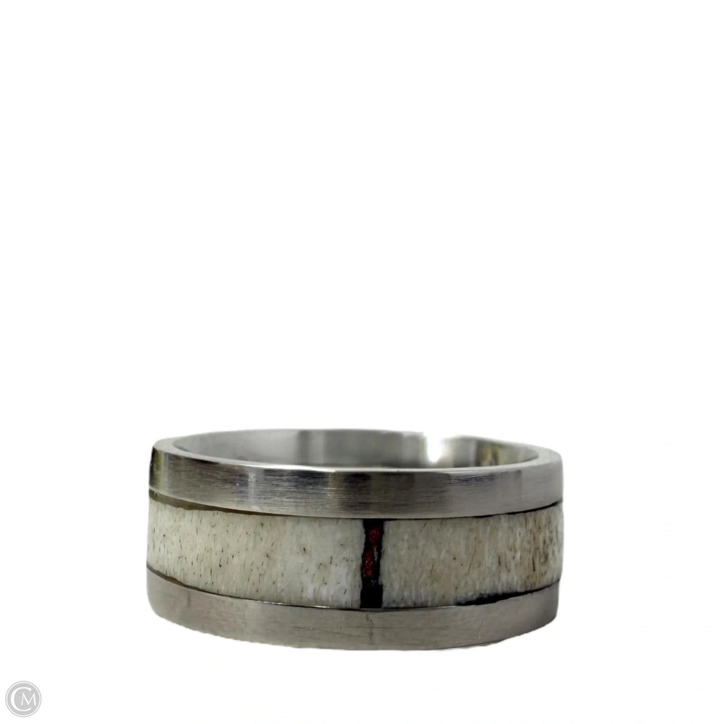 White Tail Antler With Copper Inlay Band Ring, Size: 8