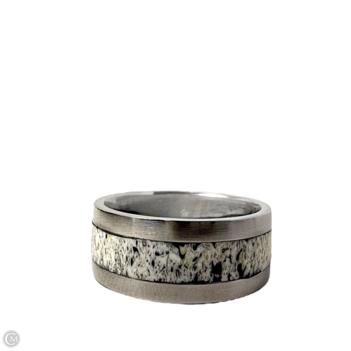 White Tail Antler With Copper Inlay Band Ring, Size: 8