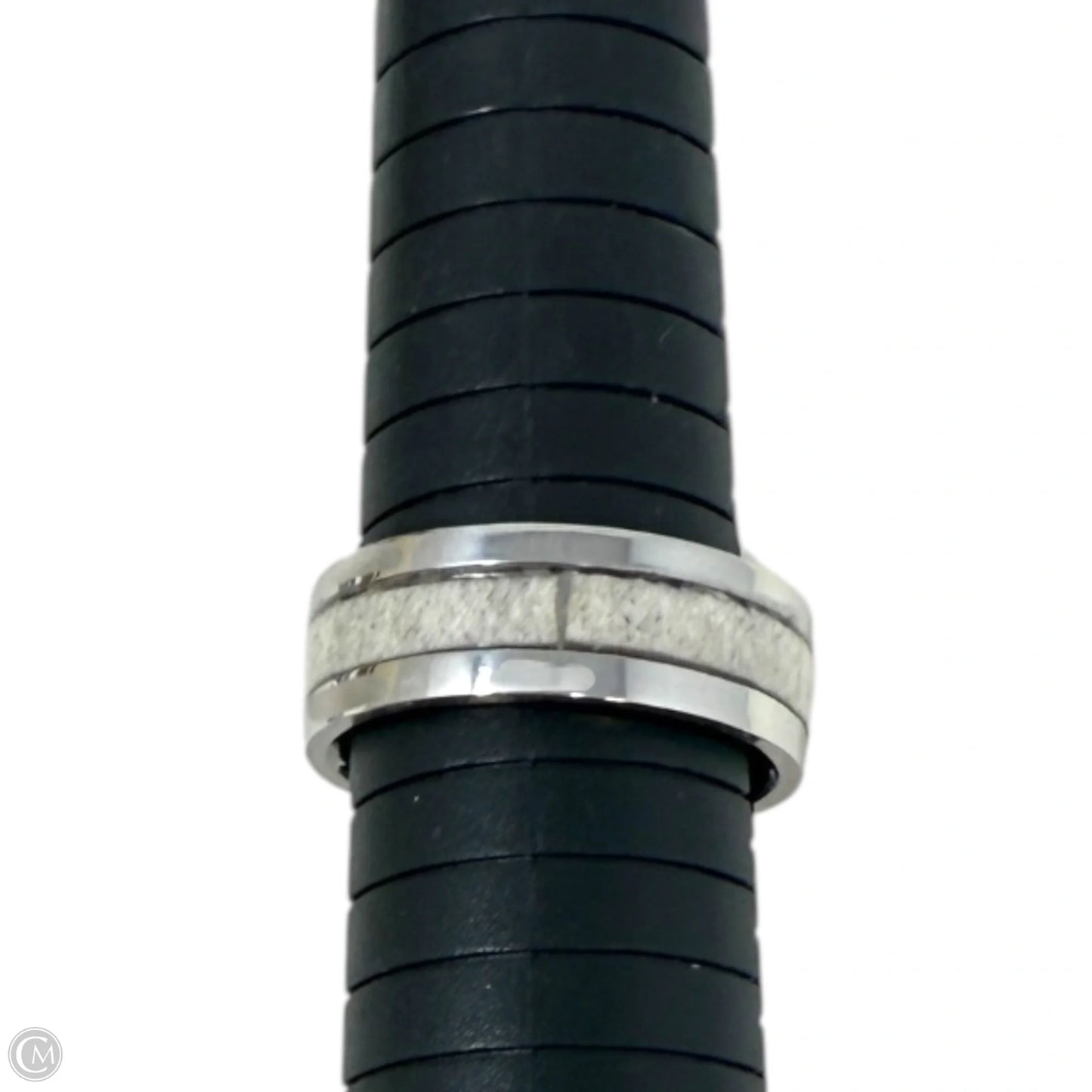 Solid White Tail Antler Inlay Band Ring, Size: 10
