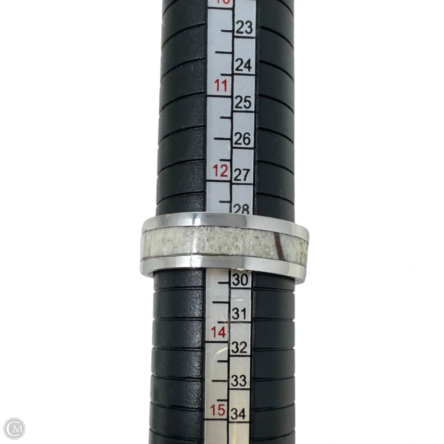 White Tail Antler Inlay Band Ring, Size: 13