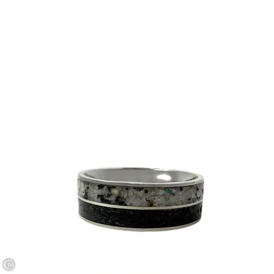 Rutilated Black & White Quartz Band Ring, Size: 12