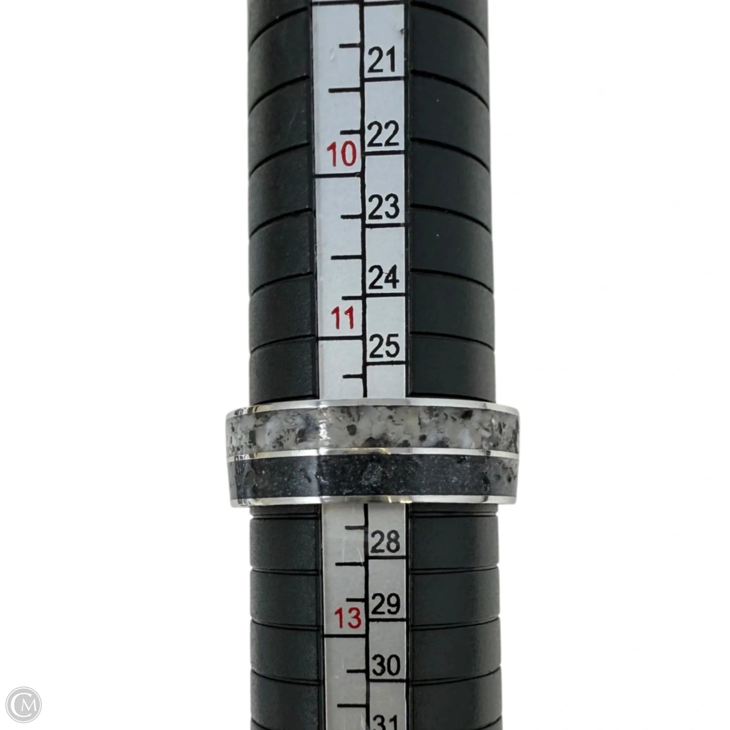 Rutilated Black & White Quartz Band Ring, Size: 12