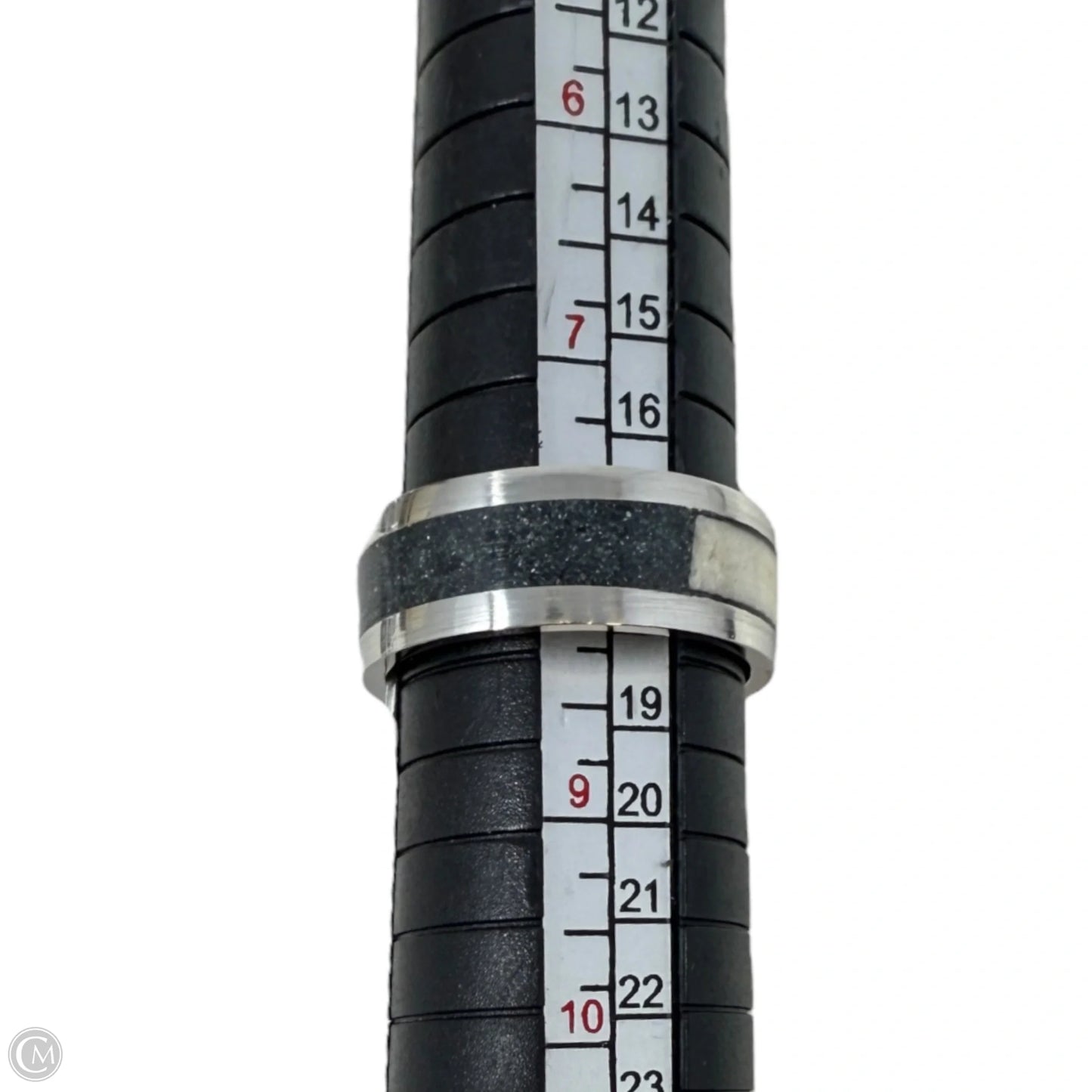 White Tail Antler & Black Quartz Inlay Band Ring, Size: 8