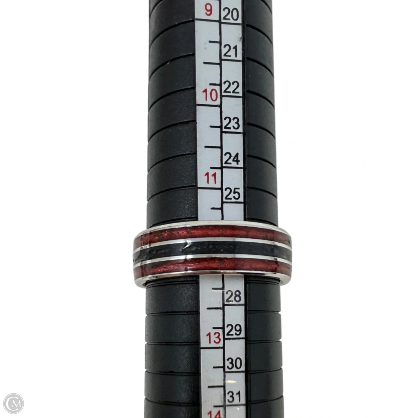 Crushed Garnet & Black Quartz Band Ring, Size: 12