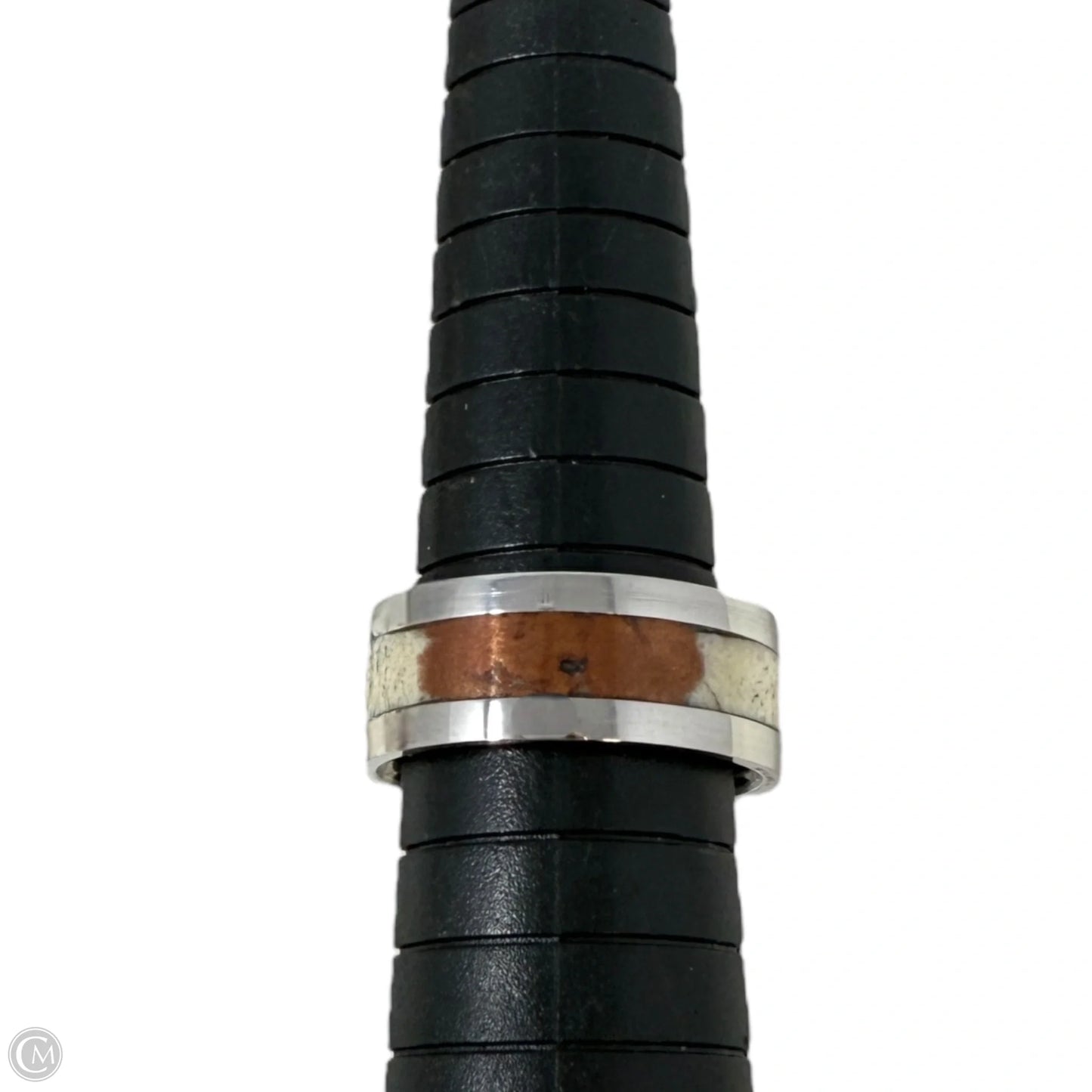 White Tail Antler & Copper Inlay Band Ring, Size: 8