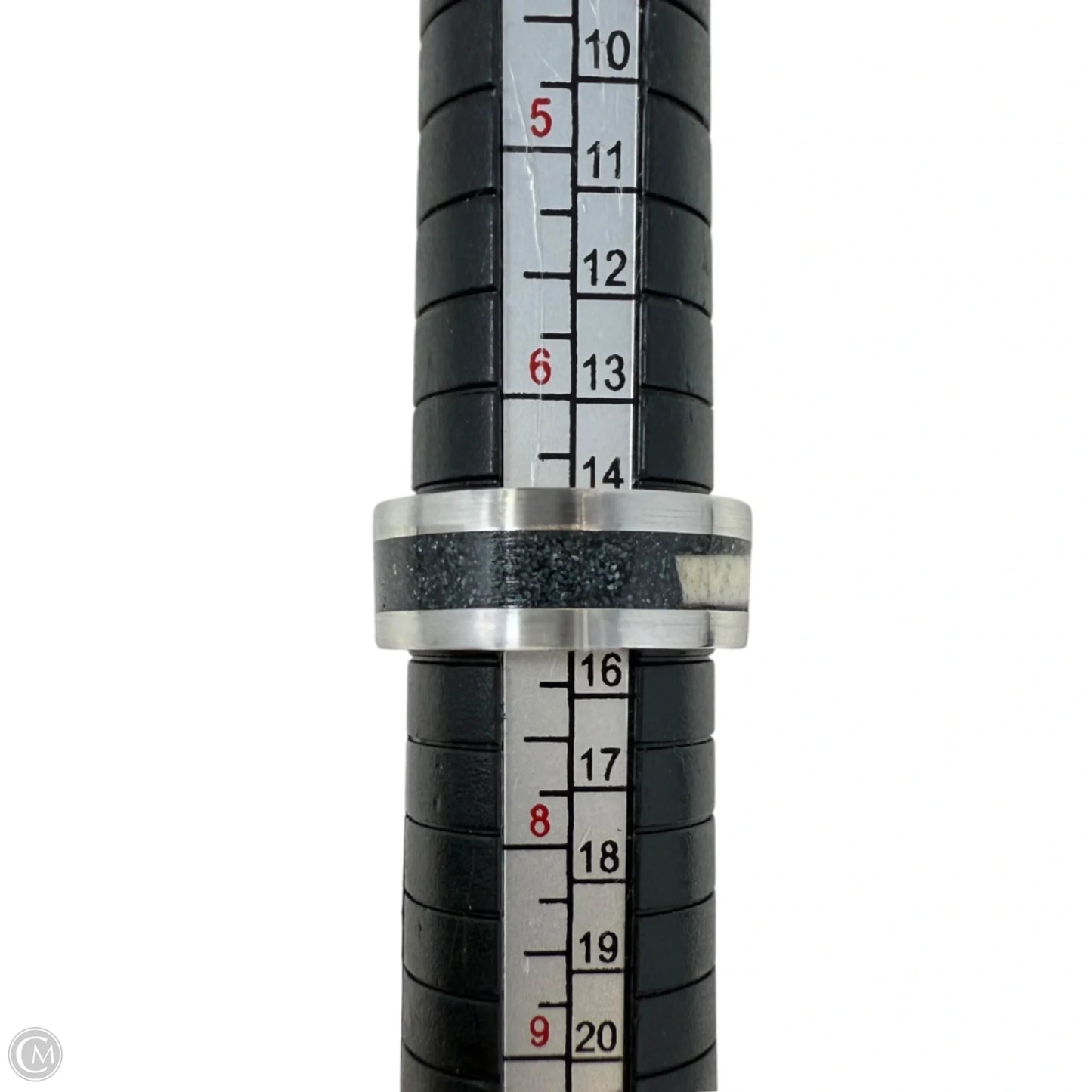 White Tail Antler & Black Quartz Inlay Band Ring, Size: 7