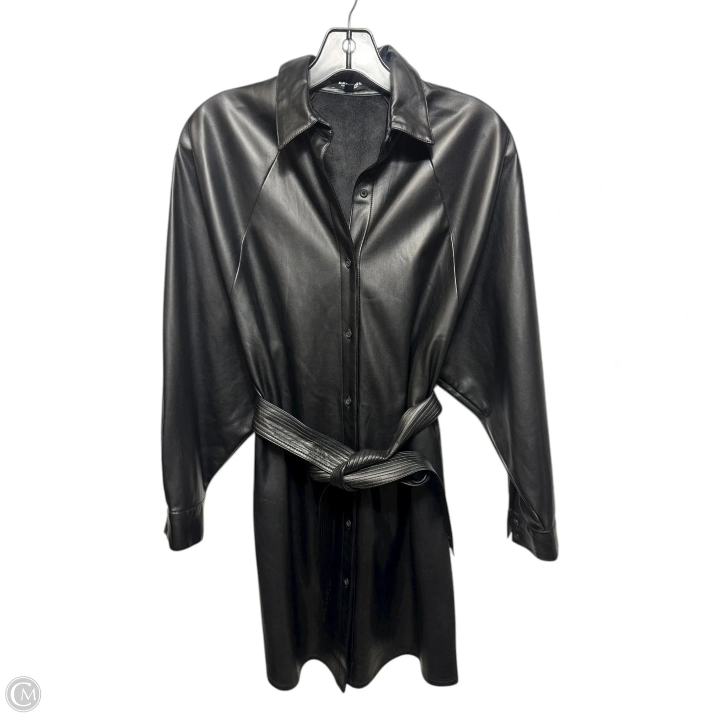 Faux Leather Belted Dress Casual Short By Express In Black, Size: Xs