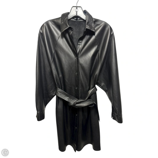 Faux Leather Belted Dress Casual Short By Express In Black, Size: Xs