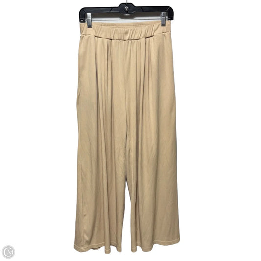 Ribbed Wide Leg Pants By Ekouaer In Beige, Size: M