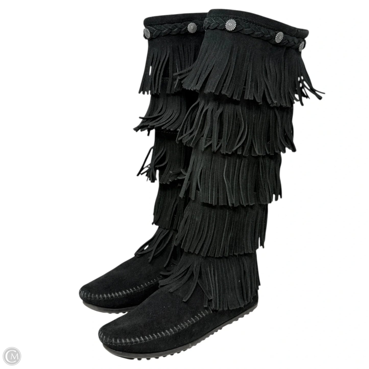 5-Layer Fringe Boots By Minnetonka In Black, Size: 7