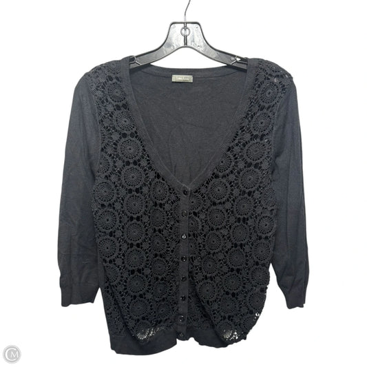 Eyelet Sweater Cardigan Designer By Neiman Marcus In Black, Size: L