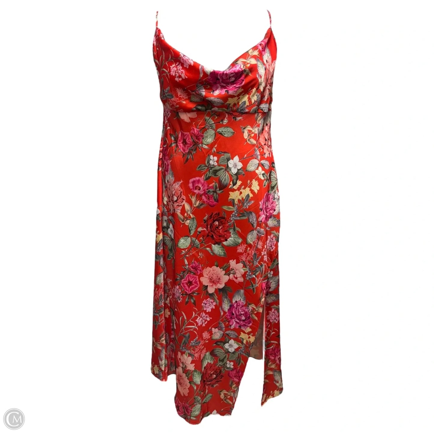 Cowl Neck Dress Party Long By Adelyn Rae In Floral Print, Size: Xl