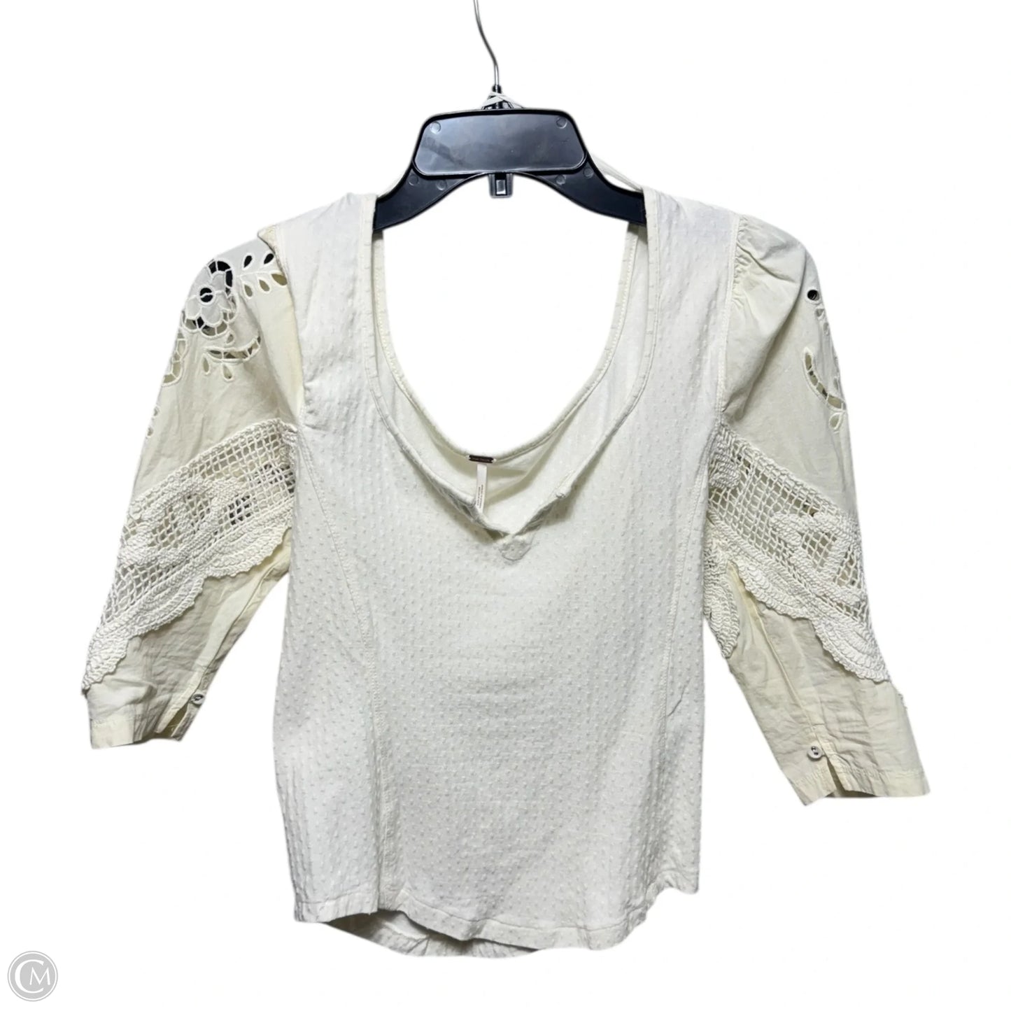 Top 3/4 Sleeve By Free People In Cream, Size: Xs