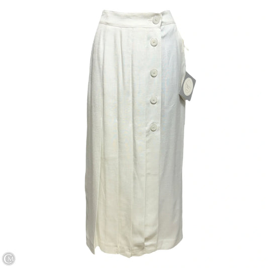 Vintage Pleated Mid Length Skirt Luxury Designer By Dior In Cream, Size: 10