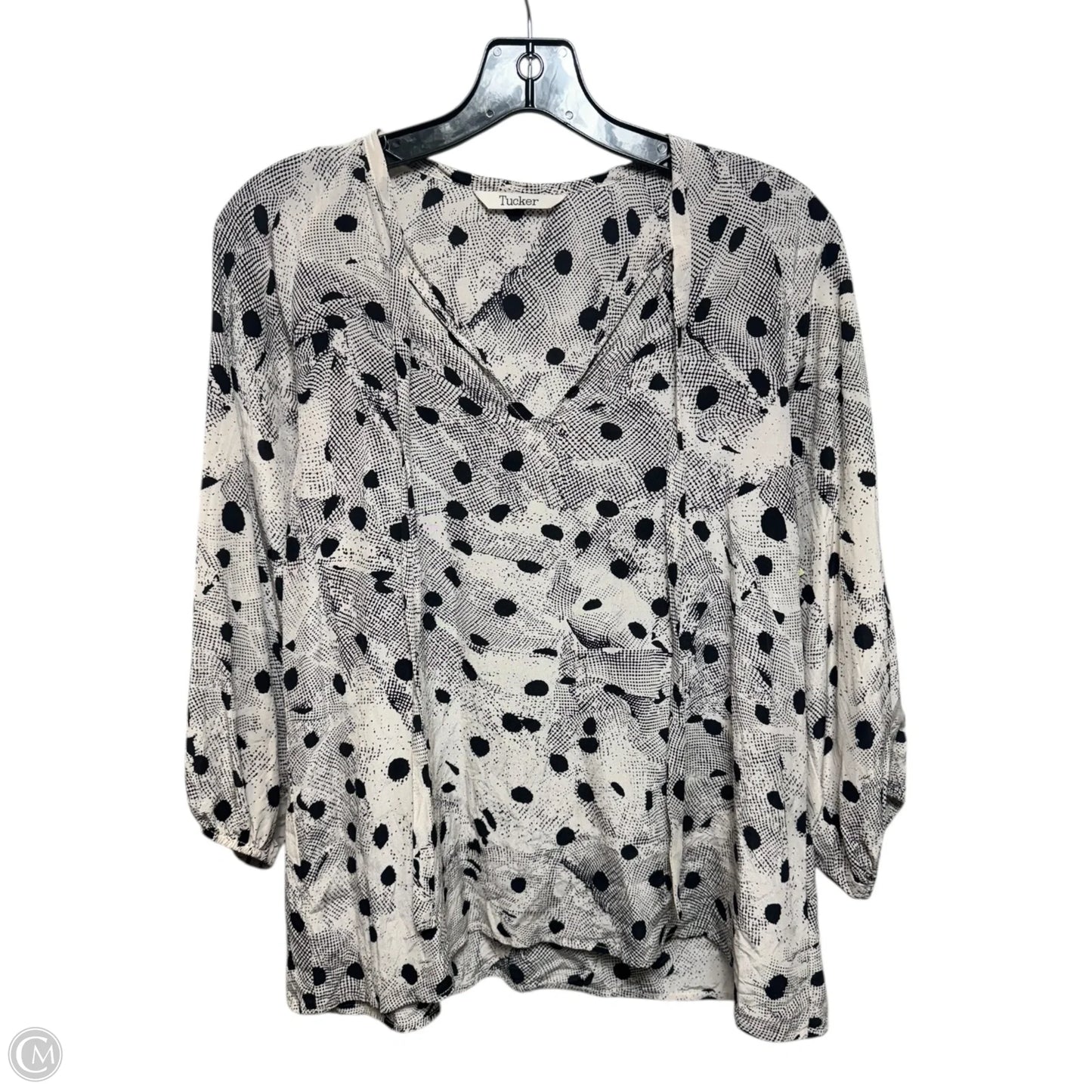 Silk Top Long Sleeve By Tucker In Polkadot Pattern, Size: S
