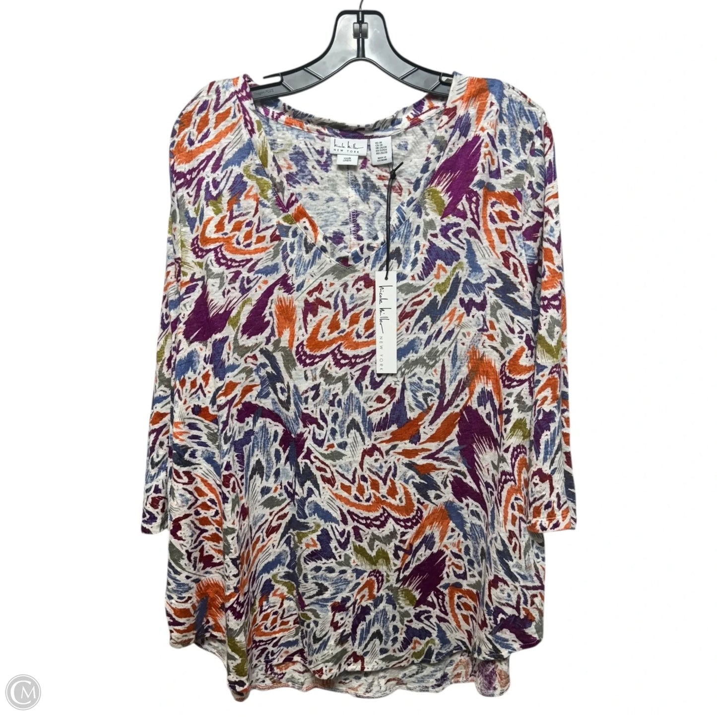 Linen Top Long Sleeve By Nicole Miller In Multi-colored, Size: 3x