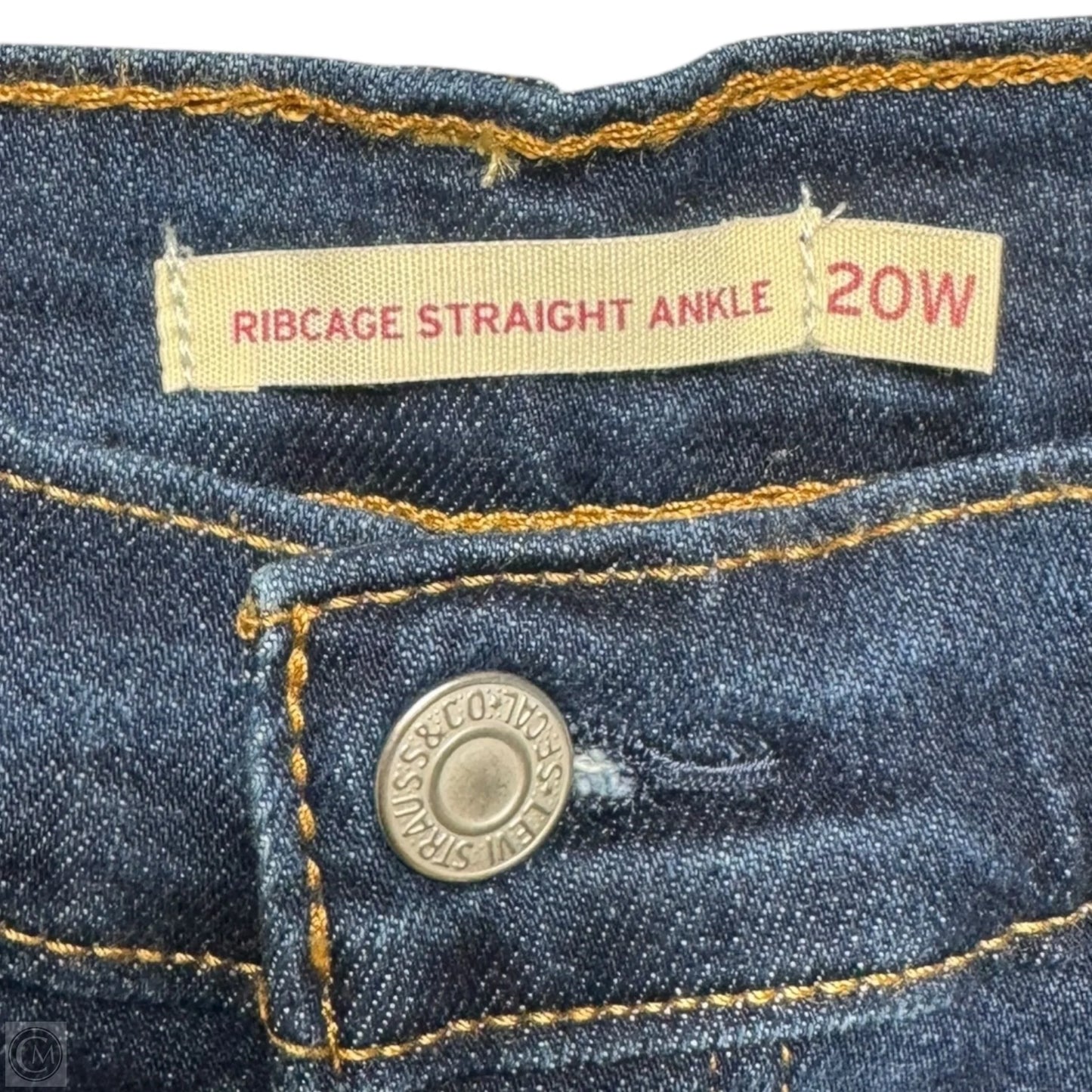 Ribcage Ankle Jeans Straight By Levis In Blue Denim, Size: 20