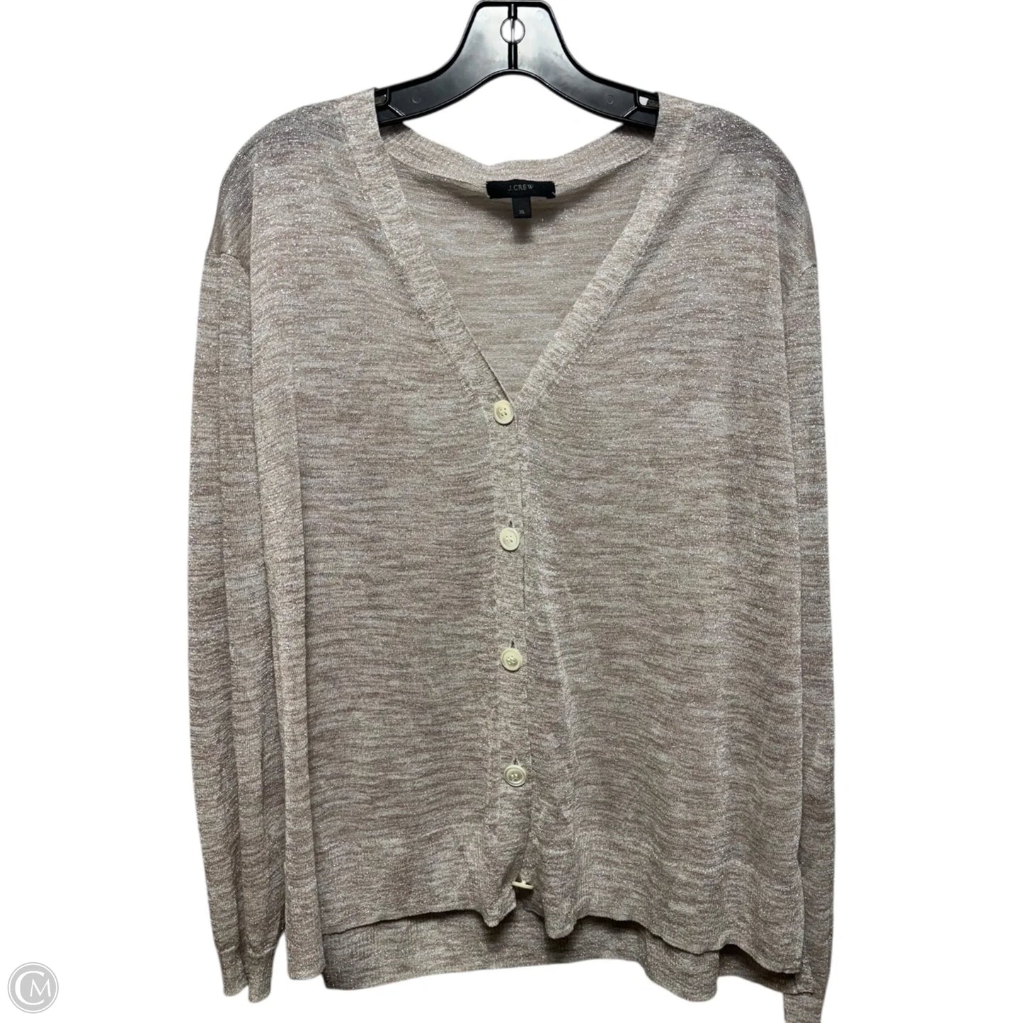 Lightweight Sheer Metallic Cardigan Sweater By J. Crew In Silver, Size: XL