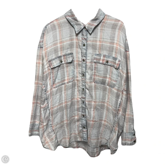 Top Long Sleeve By Free People In Plaid Pattern, Size: L