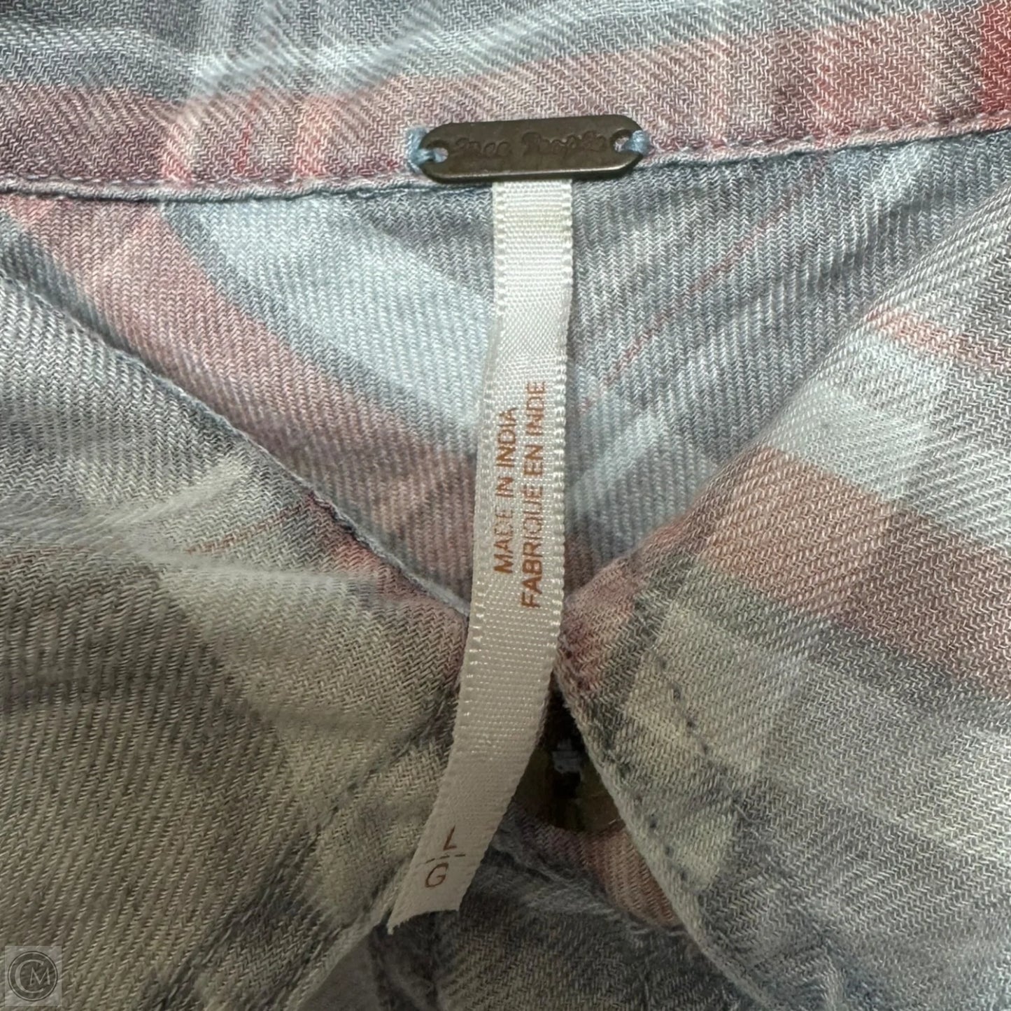 Top Long Sleeve By Free People In Plaid Pattern, Size: L