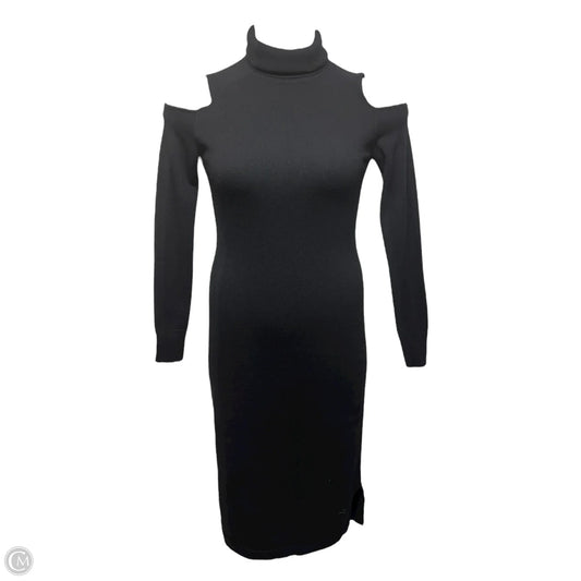 Cashmere Turtleneck Cold Shoulder Sweater Midi Dress By Autumn Cashmere In Black, Size: S
