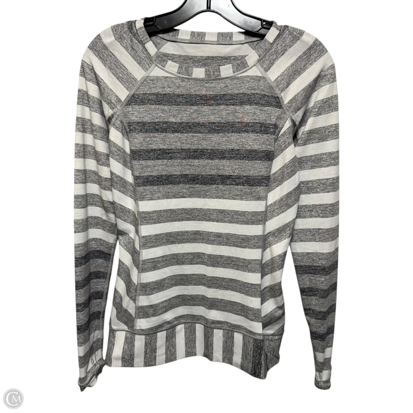 Lululemon Race Your Pace Long Sleeve By Lululemon In Marshmallow Stripe Heathered Slate, Size: 4