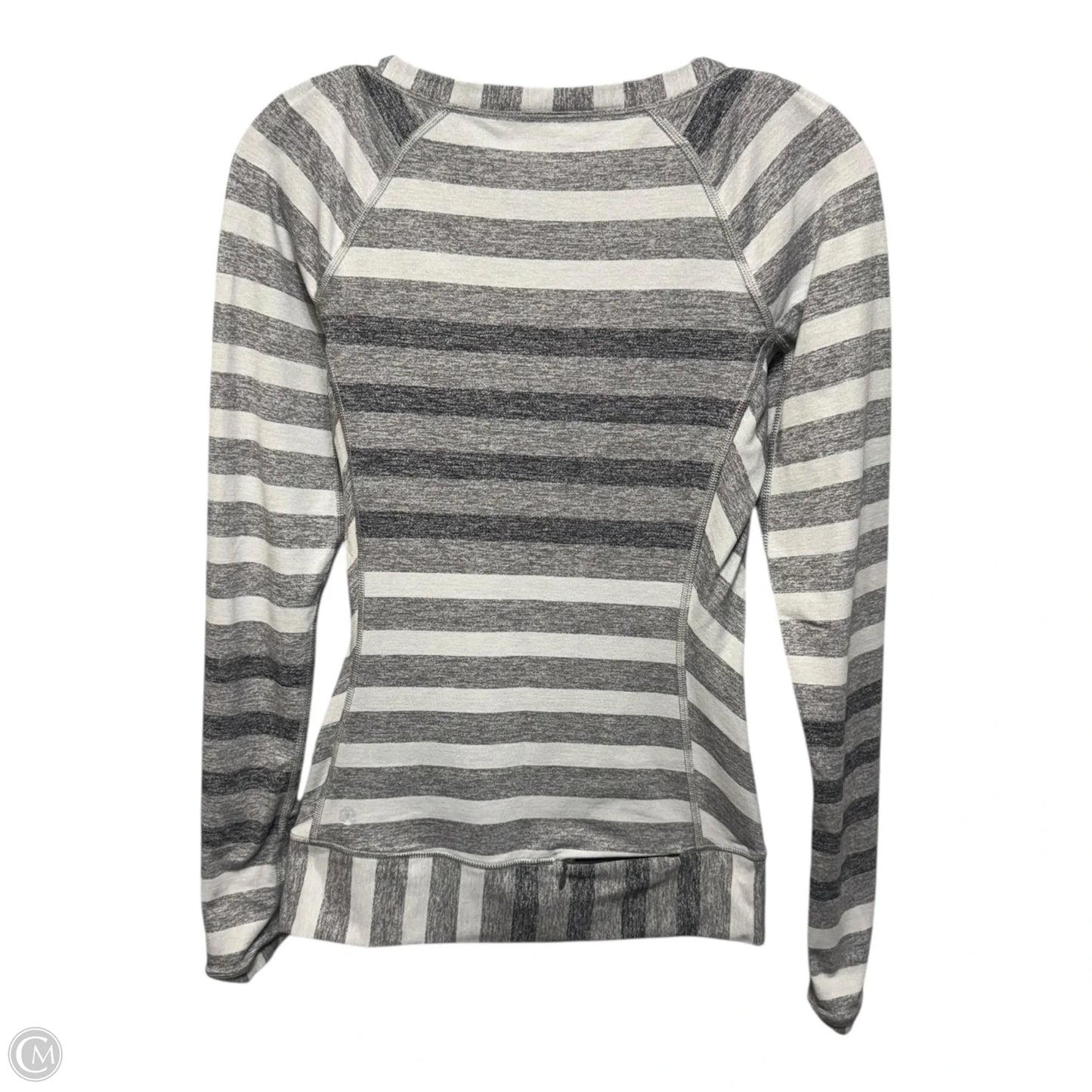 Lululemon Race Your Pace Long Sleeve By Lululemon In Marshmallow Stripe Heathered Slate, Size: 4