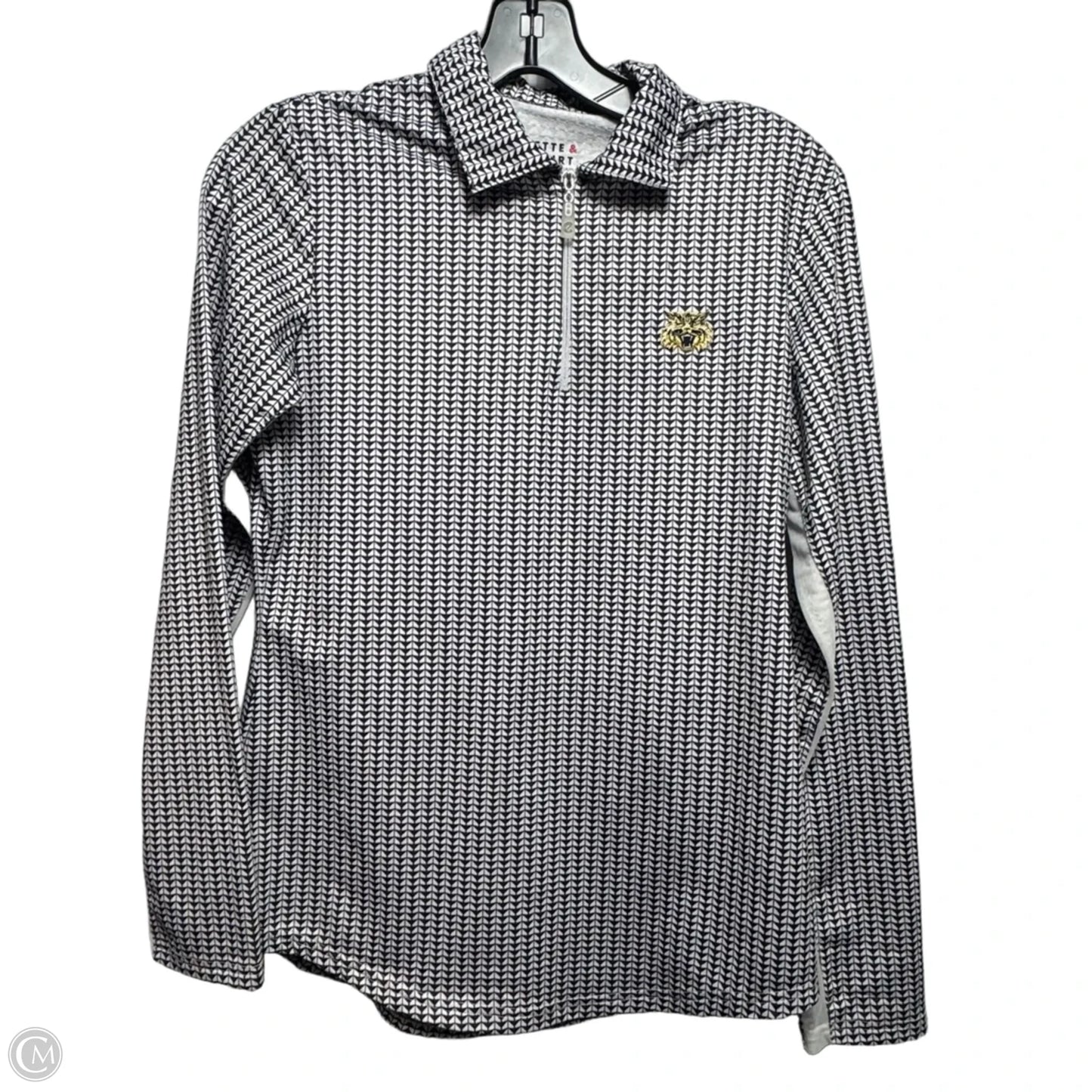 Athletic Top Long Sleeve Collar By Bette And Court In Black & White, Size: S