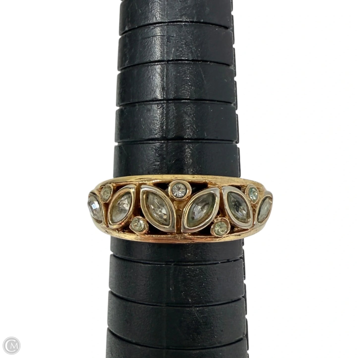 18K Gold Electroplate & Marquis Cut Multi Stone Statement Ring, Size: 8