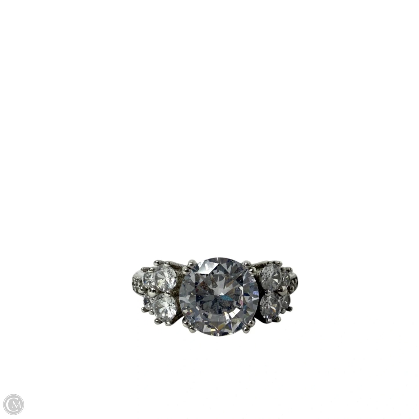 Sterling Silver & CZ Engagement Ring, Size: 8.5