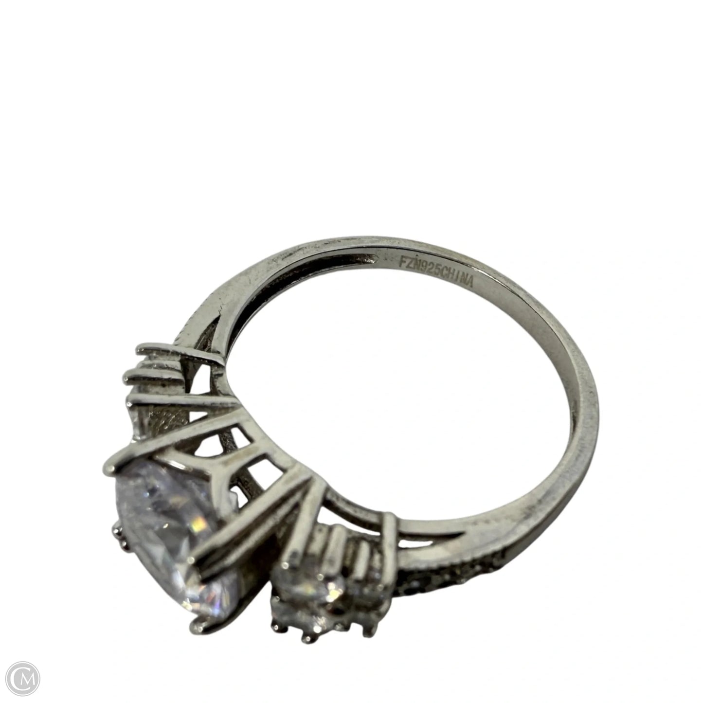 Sterling Silver & CZ Engagement Ring, Size: 8.5
