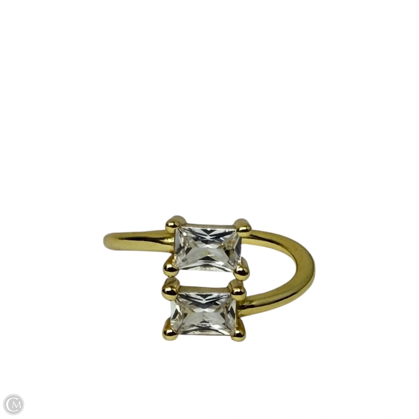 Adjustable Gold Over Sterling Silver & CZ Toi et Moi Ring