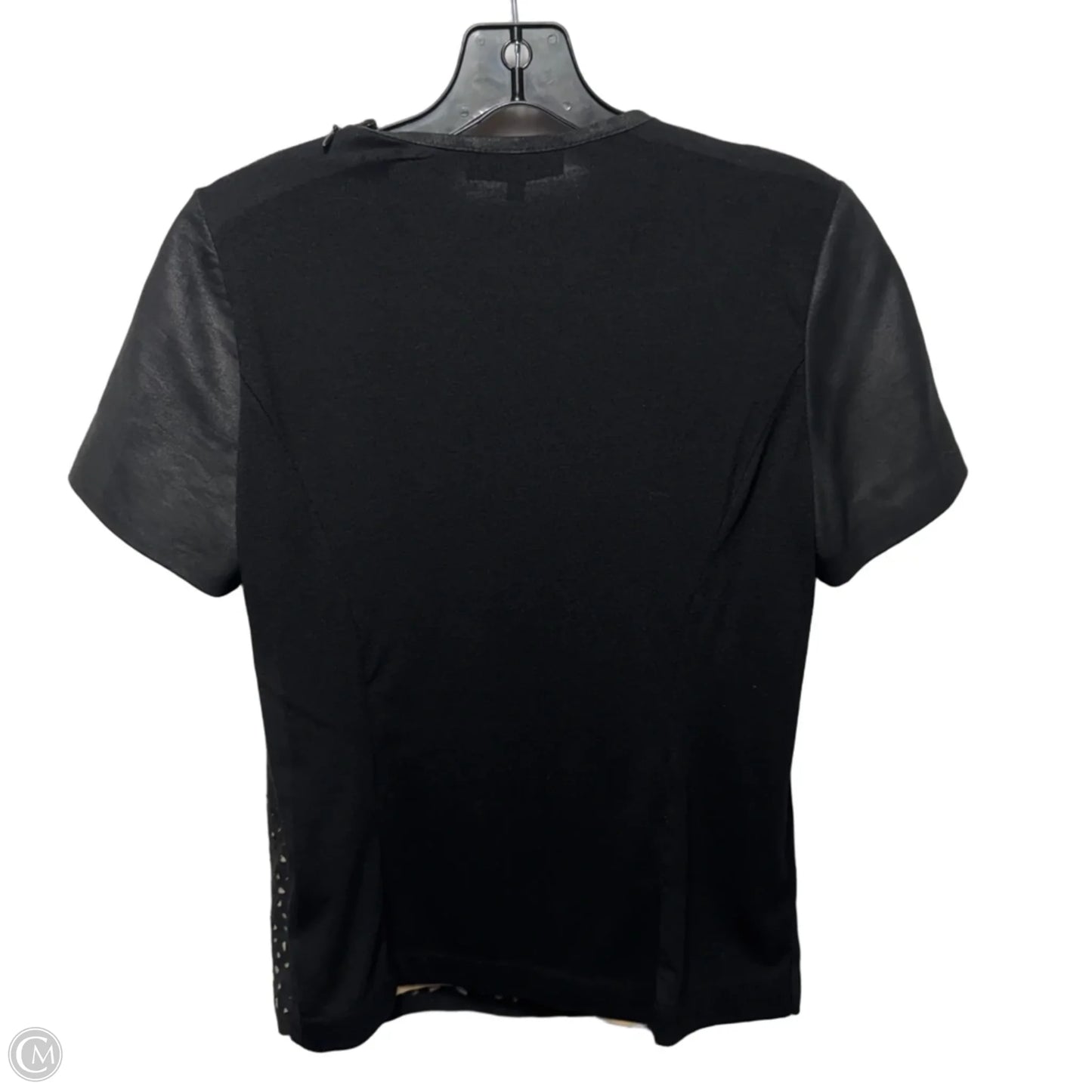 Laser Cut Leather Top Short Sleeve By Saks Fifth Avenue In Black, Size: S