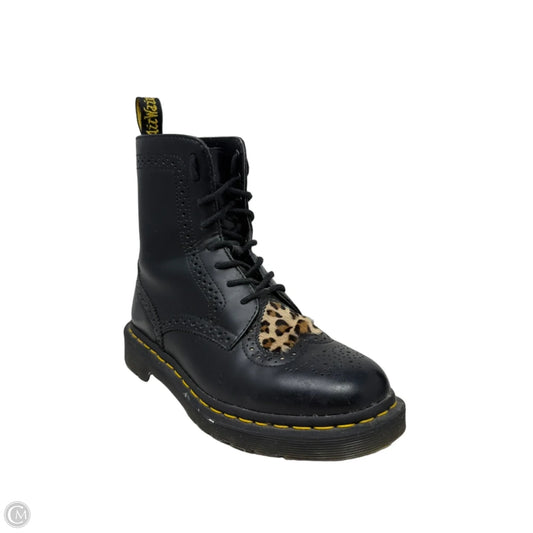Bentley II Heart Black Leopard Combat Boots By Dr Martens In Black, Size: 7