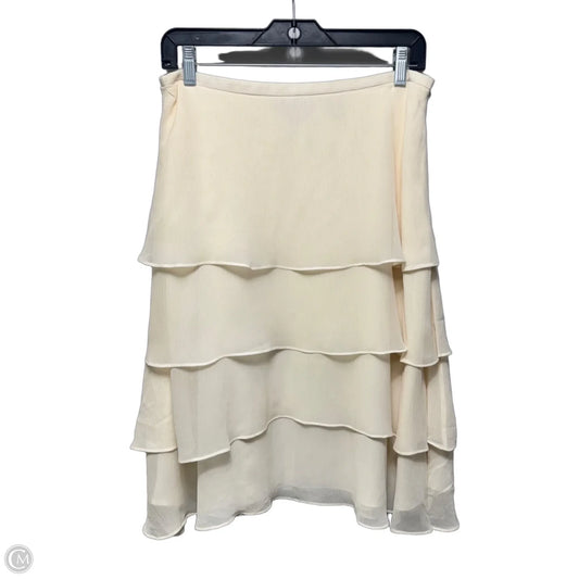 Silk Tiered Skirt Midi By Doncaster In Cream, Size: 8