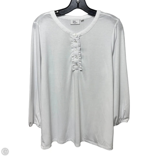 Top Long Sleeve By Kim Rogers In White, Size: L