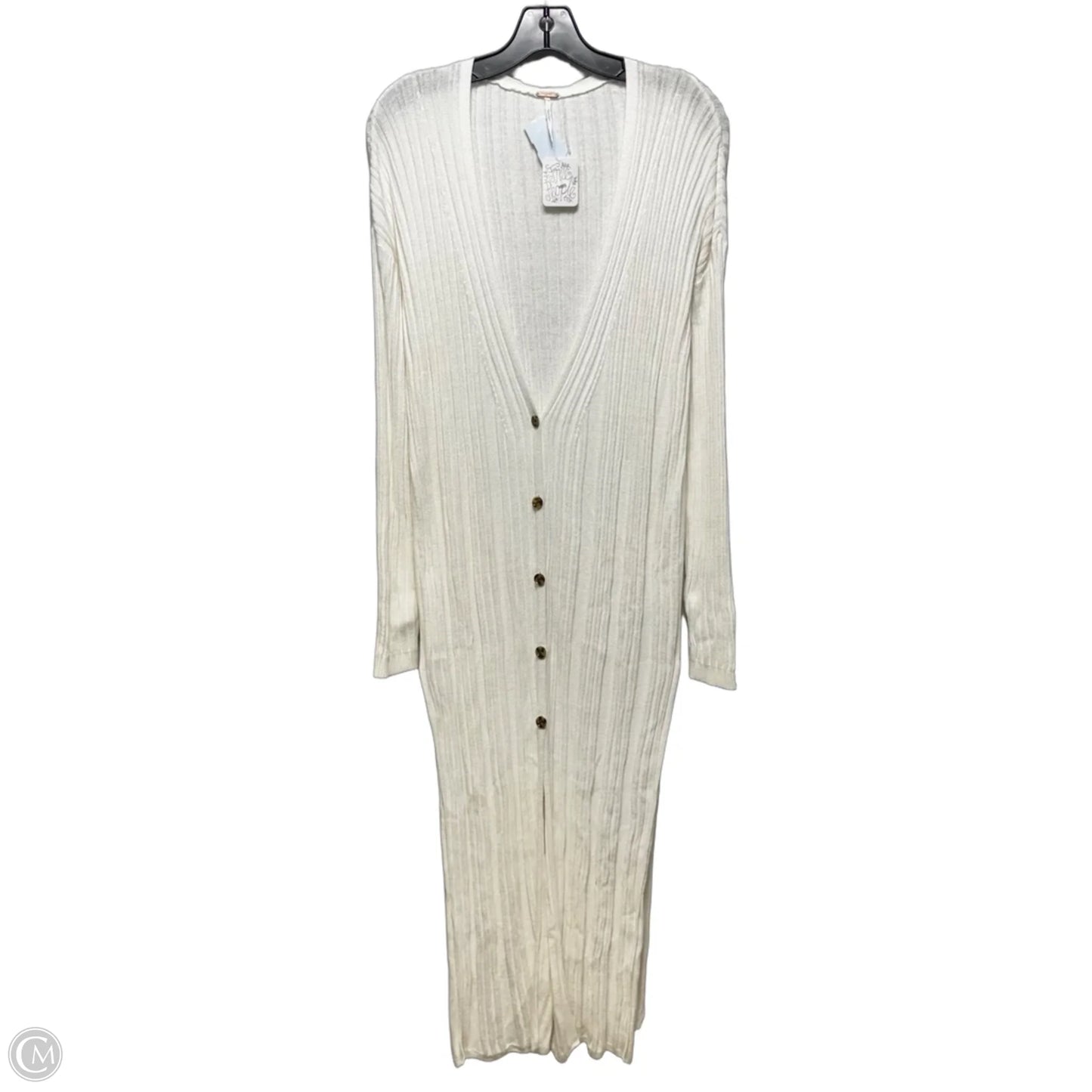 Duster Ribbed Sweater Cardigan By Free People In Cream, Size: M