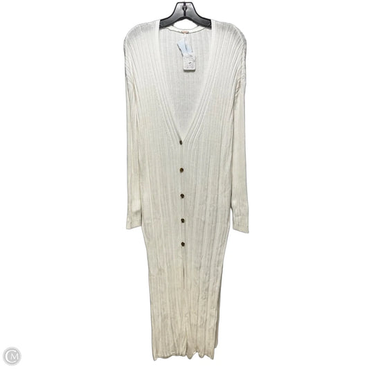 Duster Ribbed Sweater Cardigan By Free People In Cream, Size: M