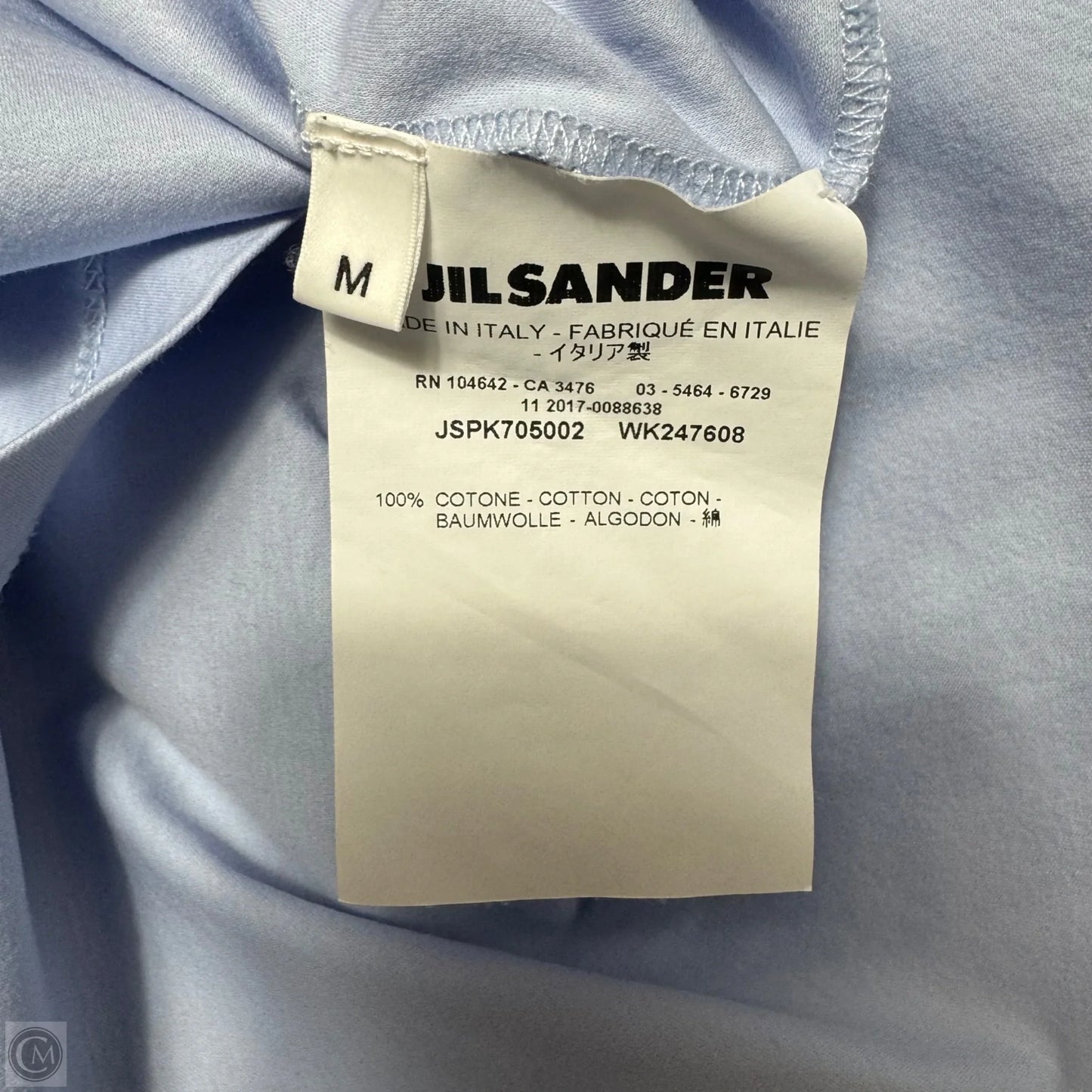 Cotton Short Sleeve V-Neck T-Shirt By Jil Sander In Blue, Size: M